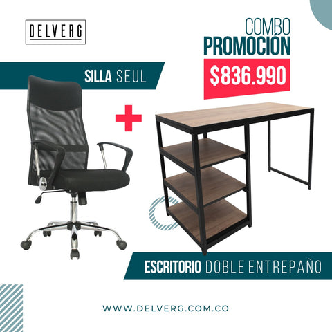 Silla Seul + Escritorio doble entrepaño - delverg.co