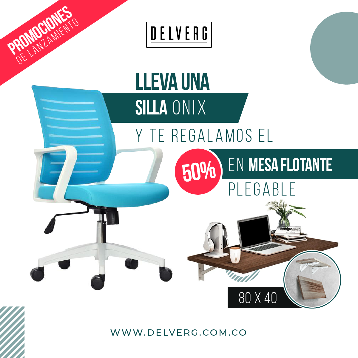 Silla Onix + descuento del 50% en mesa flotante - delverg.co